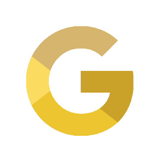 large uppercase letter G in four different shades of gold in the middle
